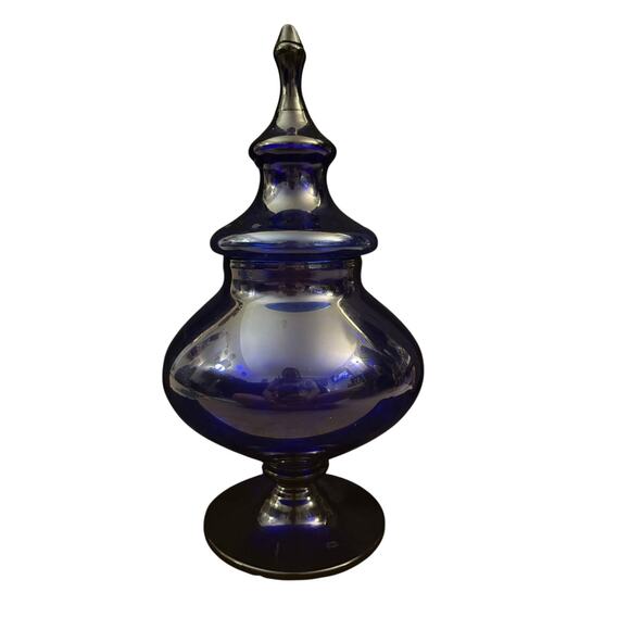 Cobalt Blue Potpourri-Candy Jar With Lid on Pedestal 13” Tall - Picture 10 of 10